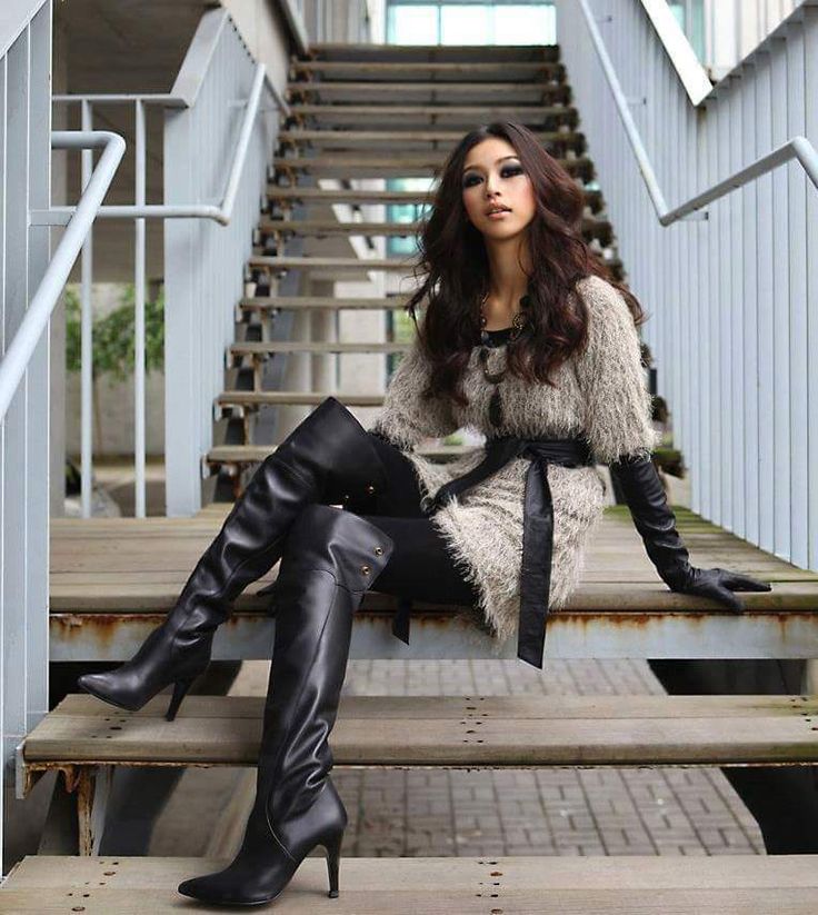 Chinese thigh high leather boots