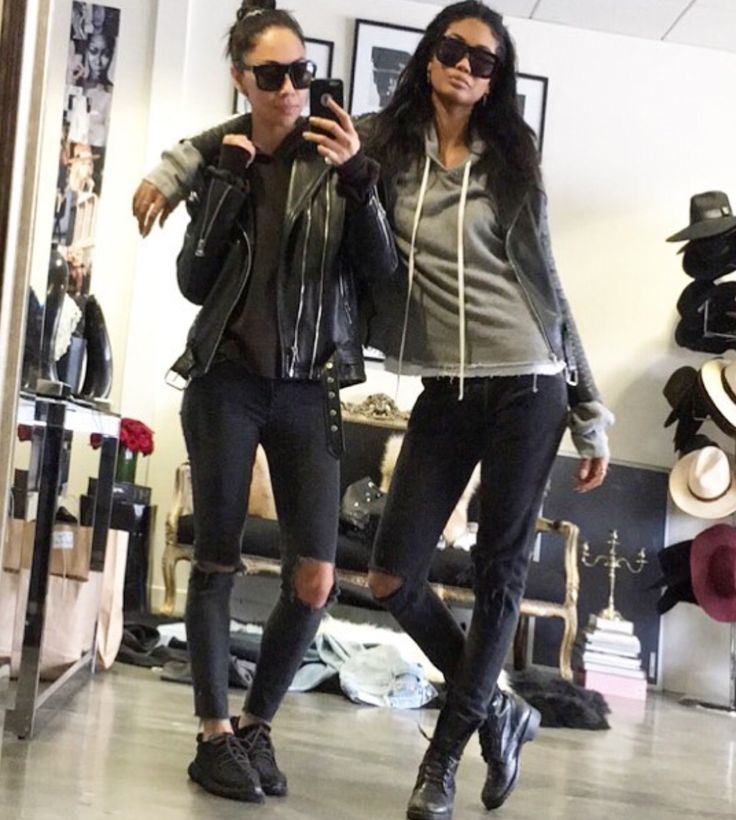 best of High leather jacket rise jeans