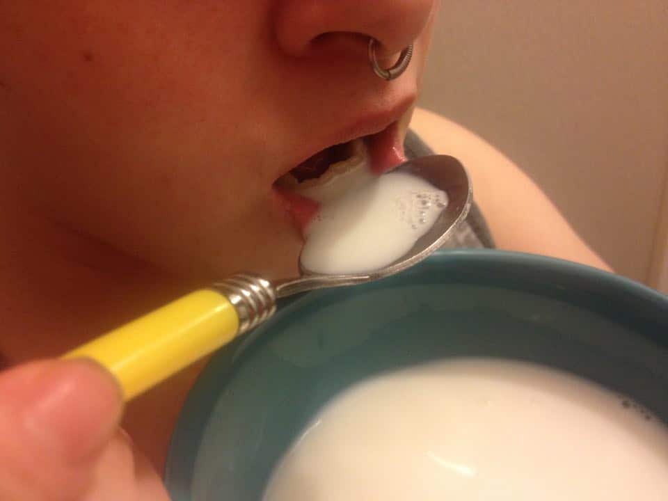 Lucy L. reccomend filling shot glasses with milk