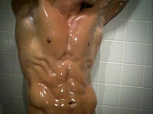 Bodybuilder shower jerk