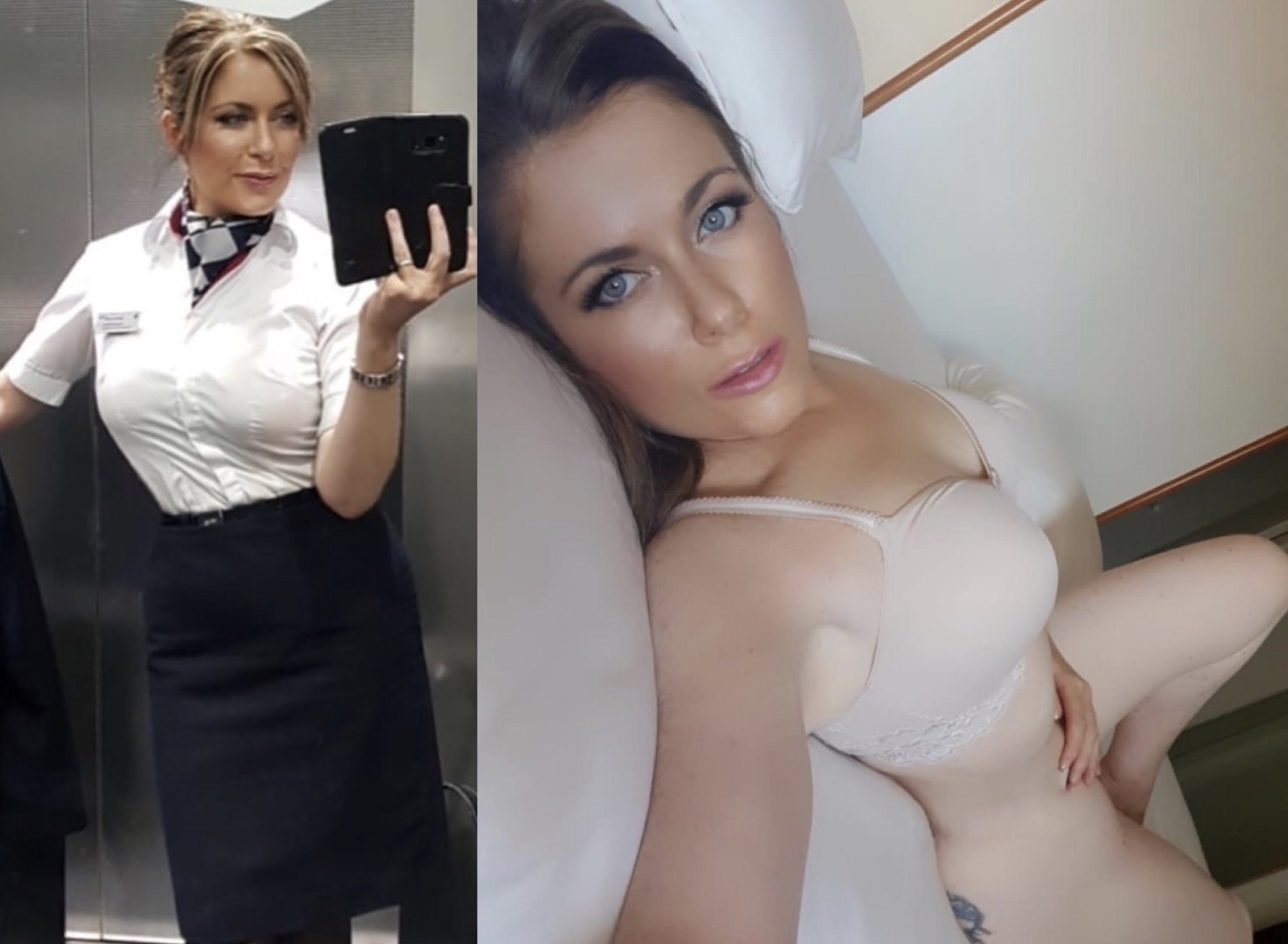 Sexy naked female stewardess
