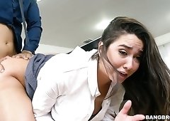 Sexy secretary fucked table blowjob